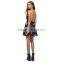 New fashion print women party dresses spaghetti strap backless dress