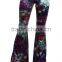 MGOO 2017 Custom Print Velvet Floral Print Bottom Leggings High Waist Flare leg Opening Fashion Pants
