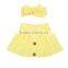 Latest Designer Cotton Skirt Kids Girl Short Dresses Matching Headband Sets