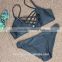 sky blue 3 color hand woven swimwear bikini/kesg bandage crotched r bikini swimwear/ fancy bikini set swimwear beachwear