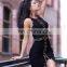 2017 fashion Black sleeveless O neck vent heavy beading beauty party dresses