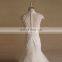 Graceful Mermaid Scoop Neck Cap Sleeve Bling Beads Lace Wedding Dress With Handmade Flowers