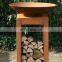 Outdoor Weathered Bol Corten Steel Fire Pit Table / BBQ