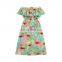 Baby Boho Cactus Off Shoulder Girls Kids Summer Maxi Dress