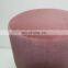 Reatai velvet round pink colour ottoman stool customized metal leg with buttons elegant stool with legs