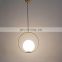 Modern  round glass chandelier gold color metal pendant lamp for home decoration