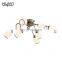 HUAYI New Model Vintage Style Villa Home Decoration Old Bronze Iron Glass Pendant LED Ceiling Light