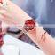 SHENGKE Hot Sale Popular Wristwatch Rose Gold Mesh Bracelet Woman Watch Red Dial Quartz Watches K0103L