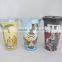 Food grade double wall plastic straw mug with diamond lid