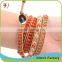 Semi-precious Opal Bead On Black Real Leather Bohemian Wrap Bracelet Jewelry