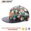 Flat leather bill custom made blank flower 6 panel snapback hat