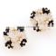 New style Sweet wholesale Fashion earring black white crystal resin flower ball stud earring