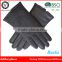 Helilai Customized Men Plain Warm Winter Black Leather Rabbit Fur Linned Men Leather GLoves