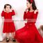 So beautiful long sleeve dress matching outfits for mother and daughter