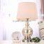 wholesale modern style chrome base purple glass lamps with white barrel fabric shade for home decor