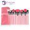 Pink professional 24 piece makeup brush set with pouch bag