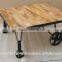 Industrial Vintage furniture Coffee table, Reclaimed wood Coffee table with wheels