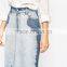 women long denim skirt midi length white denim Skirt