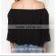Chinese Factory Direct Wholesale Textured Ruffle Off Shoulder Woman Long Sleeves Top Shirt