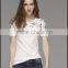 Round collar printing bud silk gauze shirt with short sleeves