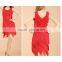 Fashion Show Flower Tassel Vest Latin Dance Wear Dress for Lady