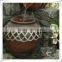 Beautiful three pots rustic garden lighted water fountain