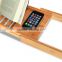 Aonong Bamboo Bathtub Caddy with Extending Sides & Adjustable Book Holder & Bamboo Iphone Holder Bath