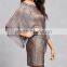 china whosale OEM clothing 3/4 dolman sleeves Metallic Open-Knit Dress