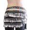 2 rows gems velvet 248coins belly dancing hip scarf