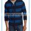 Men's long sleeve stripe fleece zipper up hoodie