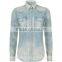 ladies twin chest pocket fashion cotton jeans shirt OEM service