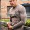 96% Cotton 4% Elastane Mens Long Sleeve Gym Fitted T-Shirt Muscle Bodybuilding Long Drop T Shirt OEM Longline Curved Hem T Shirt