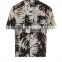 Palm leaf print short sleeved shirt with chest pocket