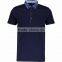 Male's Navy Pure Cotton Slim Fitted Polo Shirt With Patterned Collar