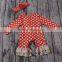 2016 white dots and orange underpainting print soft baby cotton lace romper