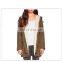 Outerwear Fashion Women Tops Camel Long Sleeve Lapel Pockets Coat With Hood