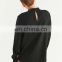 High Mock-Neck And V-Neckline Cutout Long Sleeve Cut-Out Collar Latest Fashion Lady Formal Blouse