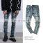 Rip men jean slim fit stretch sexy man straight tight skinny denim jeans OEM custom trousers