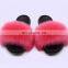 2020 summer new trend faux fur solid color fashion antiskid soft cute cheap women slide slippers