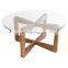 Creative Furniture Glass Triangle Transparent Glass Table Top With Flat Edge & Round Corner Small Coffee Table