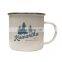 Customised unique cool ceramic enamel metal espresso coffee photo mug with ss rim