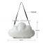 Black and White Genuine Leather Special Cloud Shape Shouder Bag Clutch Handbag for lady