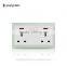 Electrical Wall Socket Haiyi Luxury UK BS Glass Panel 13A Double Wall Socket