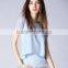 Latest Design Summer Wear Light Blue Chiffon Women Blouse 2015