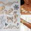 fashion flower temporary henna gold and silver tattoos metallic bracelet stickers Flash tattoo body art