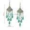 2016 Fashion New Bohemia Bead Pendant Gypsy Style Turquoise Tassel Long Dangle Earrings