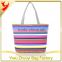 High Quality Striped Printed Canvas Tote Bag for Travel