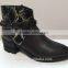 lace up brogue leather boots with rivet ankle boots for female
