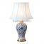 Factory wholesale bottle shape gallery cemaric chinese porcelain table lamp for hotel design with fabric shade