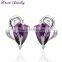 Elegant Amethyst Purple Zircon Crystal Stud Earrings for Women Platinum Plated Gold Earring Channel Earrings